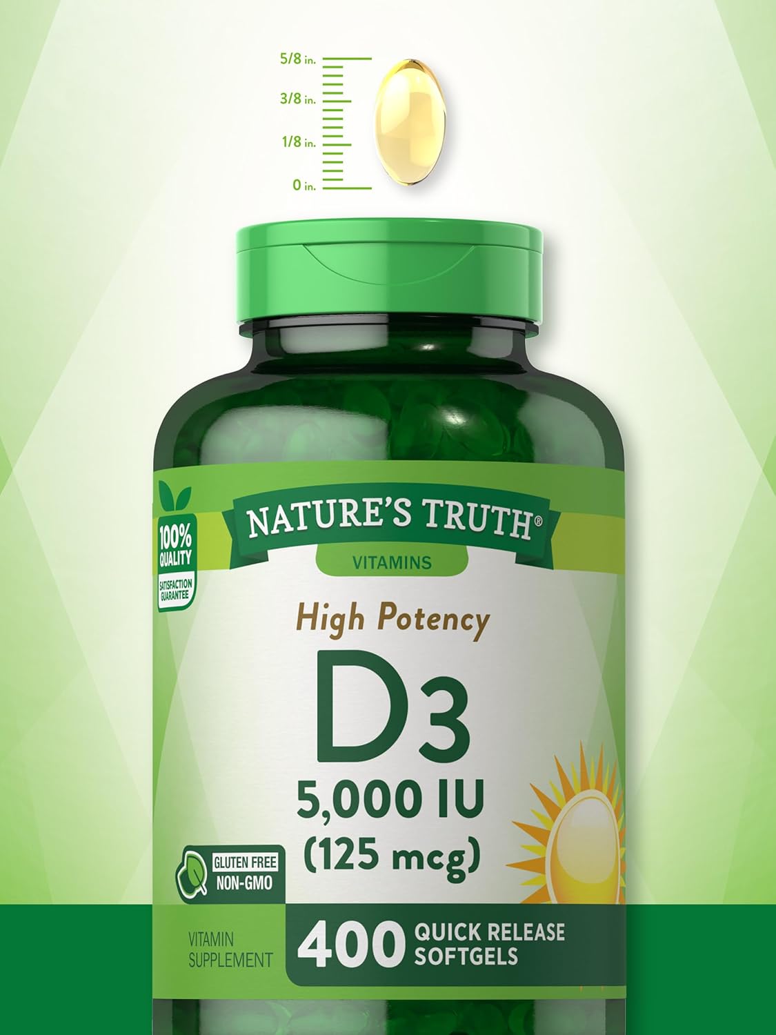 Nature's Truth Vitamin D3 5000 IU | 400 Softgels | High Potency | Non-GMO & Gluten Free Supplement : Health & Household