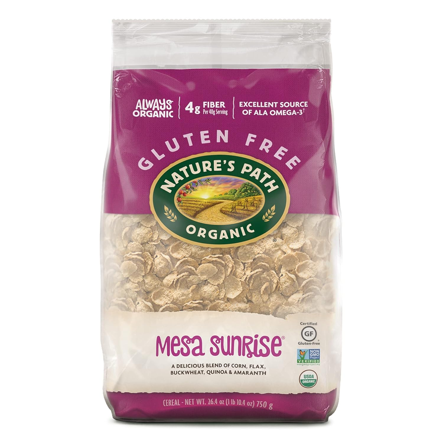 Nature's Path Organic Gluten Free Mesa Sunrise Cereal, Earth Friendly Package, 26.4 Ounce (Pack of 6), Non-GMO, Low Fat