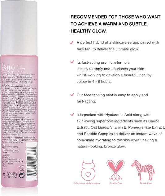Bare By Vogue Light Face Tanning Serum - Achieve A Natural And Sun-Kissed Glow - Radiant Glow Hydrating Formula - Even And Streak-Free Application - Suitable For All Skin Types