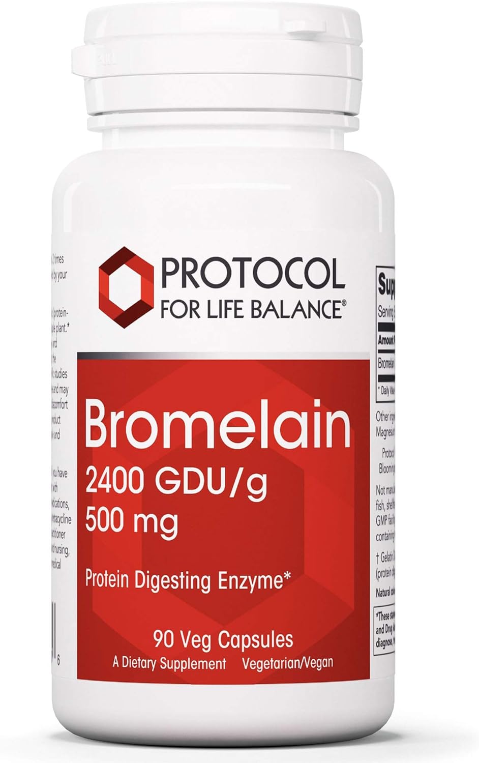 Protocol Bromelain - 500mg Capsules - Protein Digestive Enzyme - Supports Healthy Digestion* - Digestion Supplement - Vegan & Kosher - 90 Veg Capsules