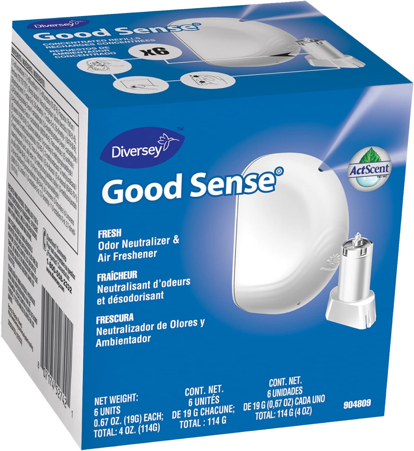 Diversey Good Sense 904809 Automatic Spray System, Odor Neutralizer and Air Freshener, 12 x 19 gal/0.67 oz. Cartridges, Fresh (Pack of 12): Industrial & Scientific