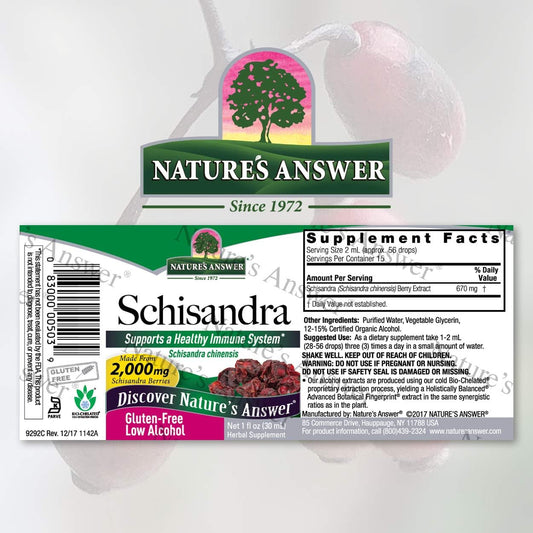 Nature's Answer Schisandra Berry Extract with Organic Alcohol, 1-  | Digestive Health Support | Promotes Cognitive Improvement | Natural Stress Reliever