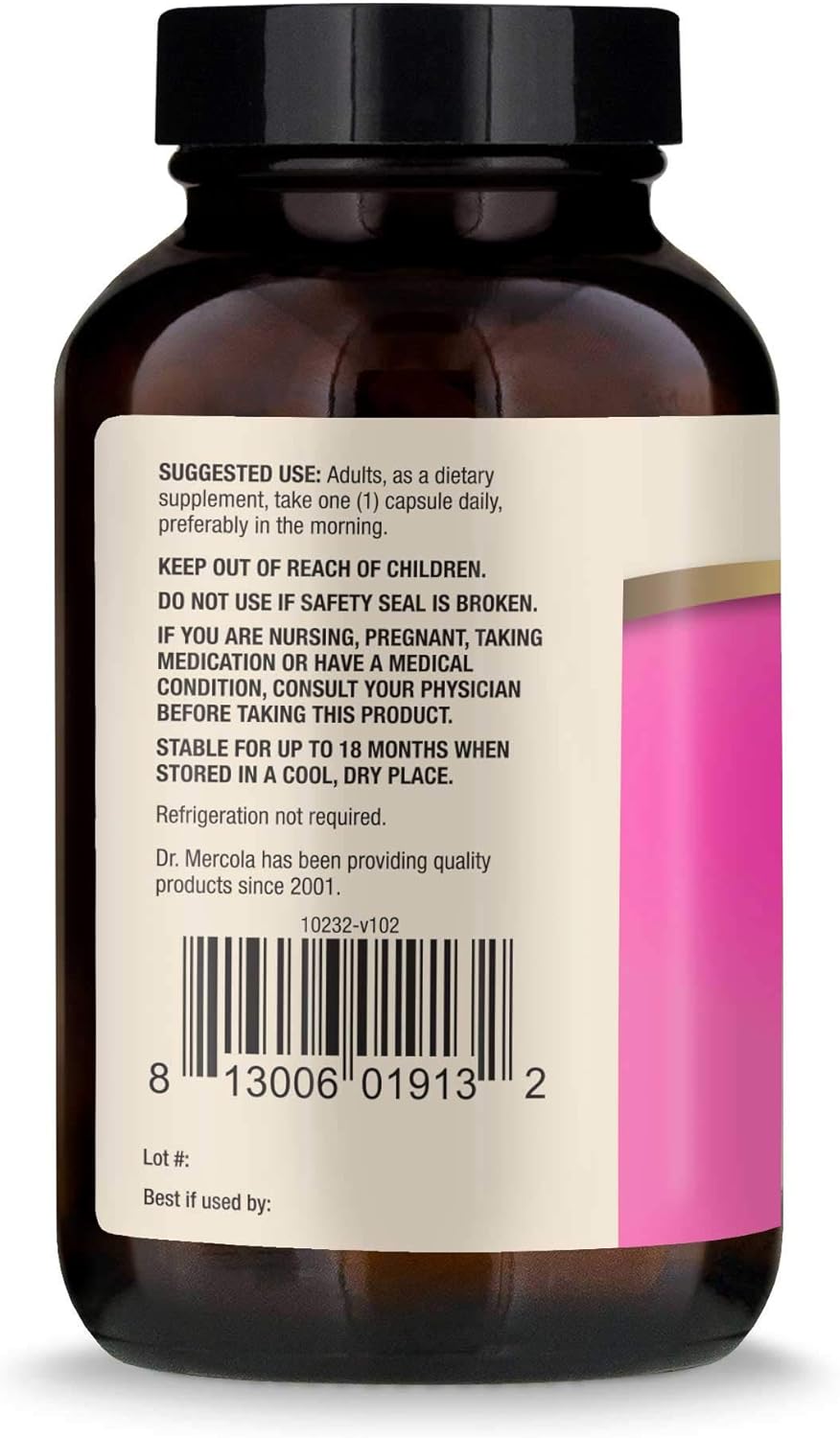 Dr. Mercola, Complete Probiotics for Women Capsules, 90 Servings (90 Capsules), 70 Billion CFU, Digestive Health Support, Non GMO, Soy Free, Gluten Free