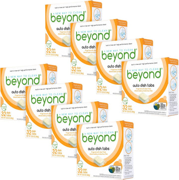 Beyond Natural Dishwasher Tablets [8 Boxs Of 32] - Fragrance & Dye Free - Certified Biobased. Powerful. Plant-Based Ingredients