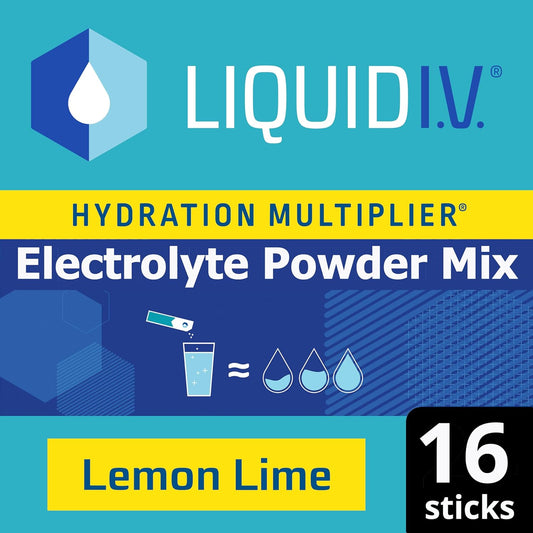 Liquid I.V. Hydration Multiplier Lemon Lime Electrolyte Powder Mix | Hydration Powder Sachets | Easy Open Single-Serving | 16 Sachets