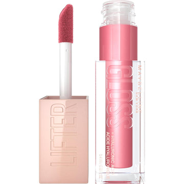 Maybelline Lifter Gloss, Hydrating Lip Gloss With Hyaluronic Acid, High Shine For Plumper Looking Lips, Petal, Warm Pink Neutral, 0.18 Ounce