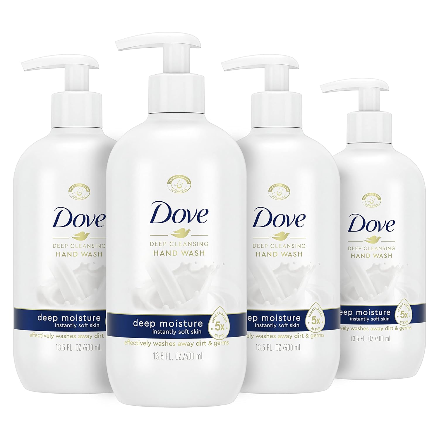 Dove Deep Moisture Hand Wash For Clean And Softer Hands Cleanser That Washes Away Dirt 13.5 Oz 4 Count