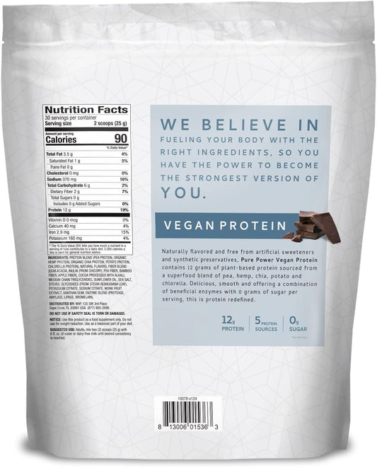 Dr. Mercola Vegan Protein Chocolate - Perfect Blend Of Pea, Hemp, Chia, Chlorella & Potato Proteins - Gluten-Free - Naturally Flavored - 1 Lb 6.5 Oz (750G)