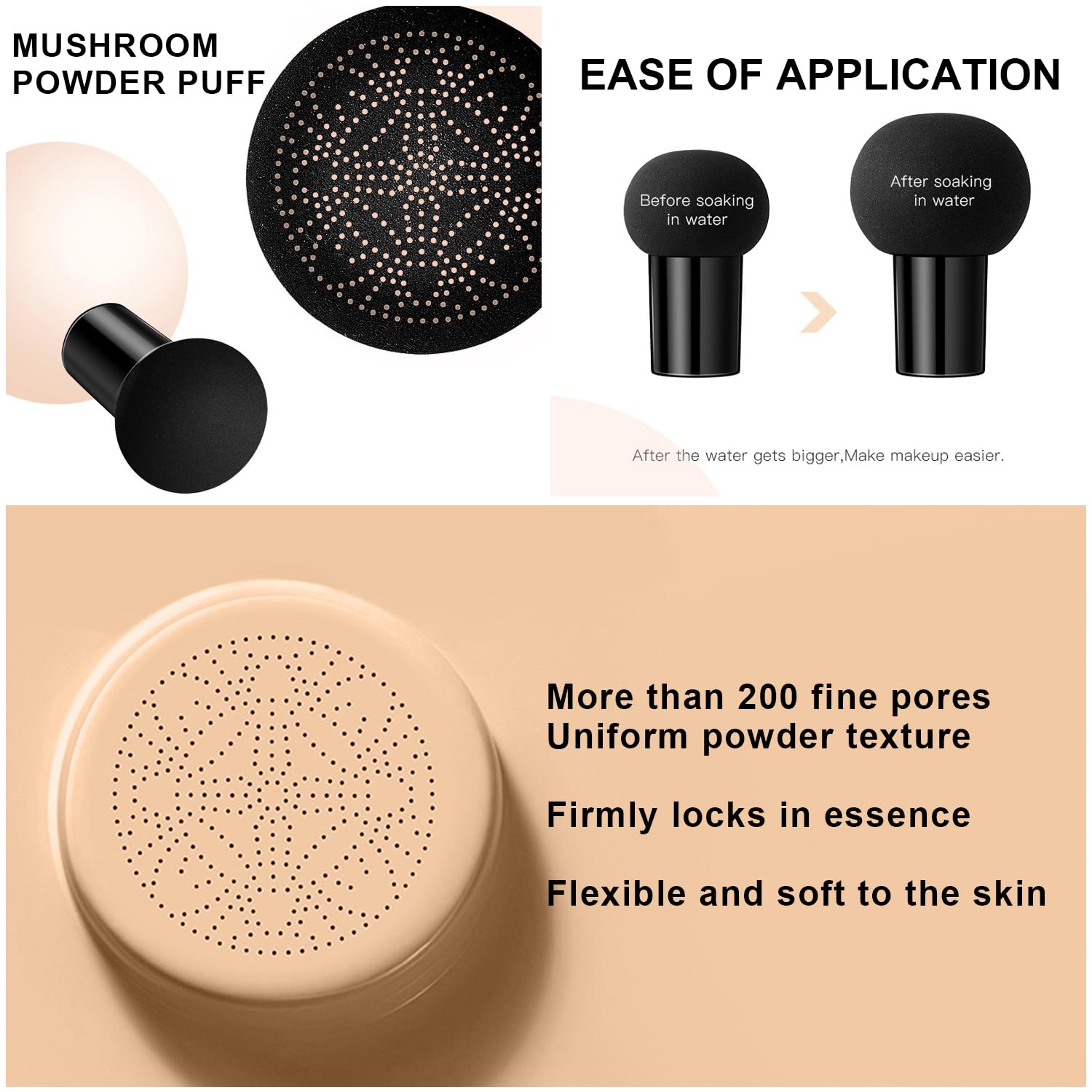 Mushroom Head Air Cushion Cc Cream Foundation - Moisturizing Concealer For Even Skin Tone - Makeup Base Primer (#01 Ivory White) : Beauty & Personal Care