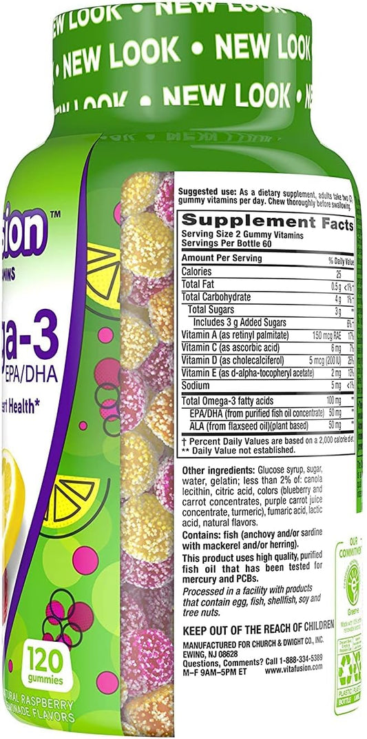 Vitafusion Omega-3 Gummies, 120 Count (3 Bottles)