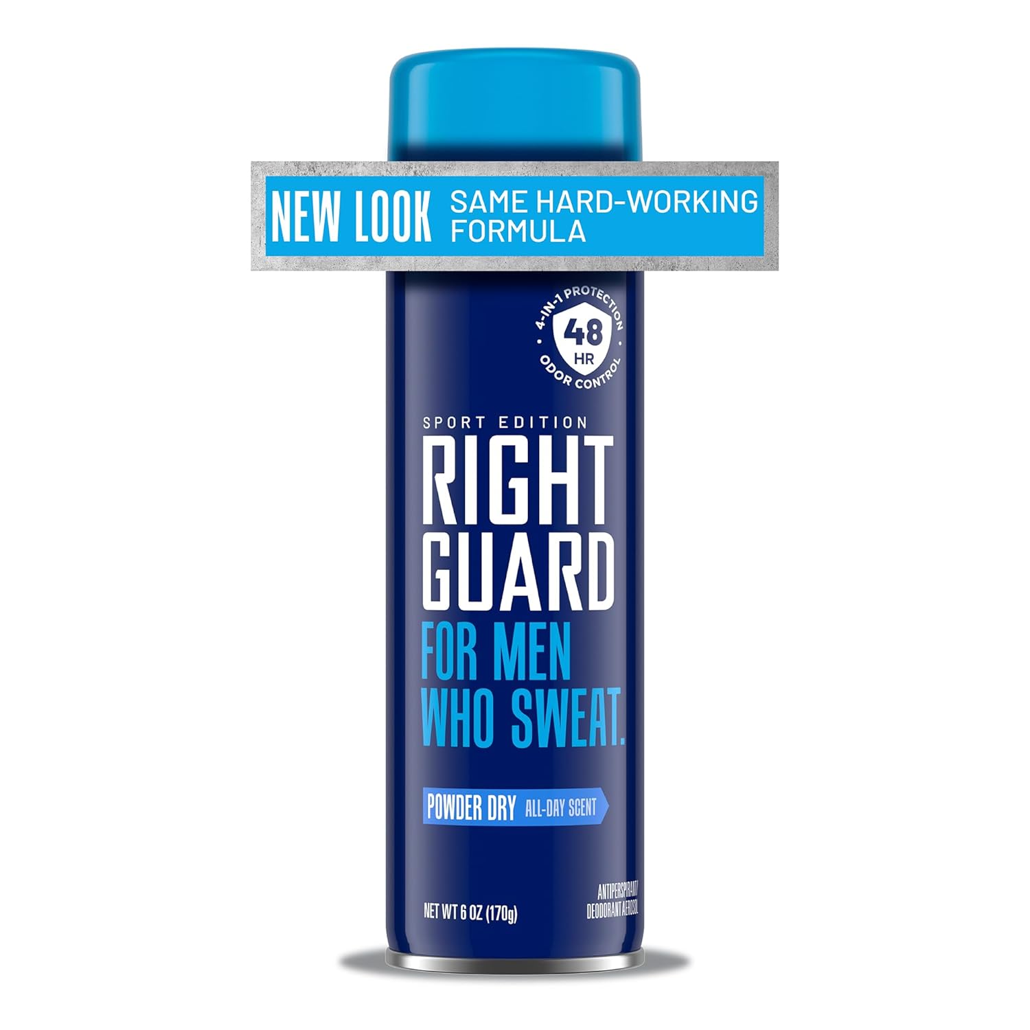 Right Guard Sport Antiperspirant & Deodorant Spray | 4-In-1 Protection Spray Deodorant For Men | Blocks Sweat | 48-Hour Odor Control | Powder Dry Scent, 6 Oz