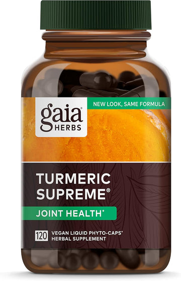 Gaia Herbs Turmeric Supreme Joint Health - Joint Support Supplement - With Quercetin,Black Pepper,Boswellia,Ginger Root,Curcuminoids,&More-120 Liq Phyto-Capsules(30-Day Supply)