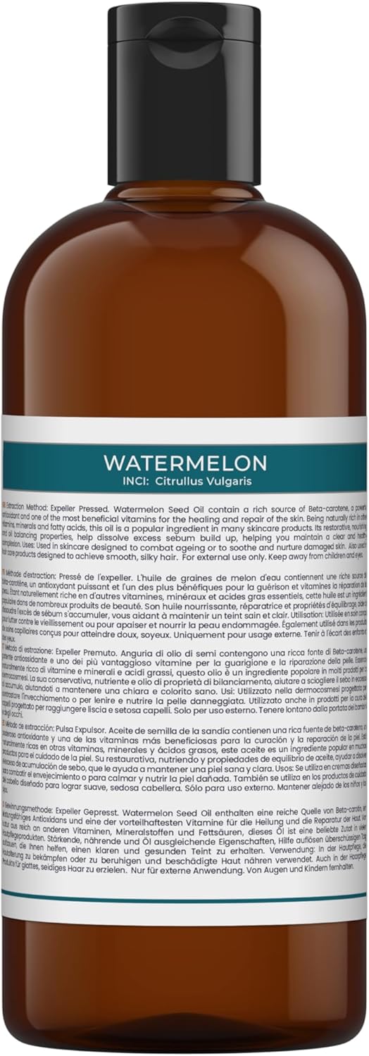 Mystic Moments | Watermelon Carrier Oil 125Ml - Pure & Natural Oil Perfect For Hair, Face, Nails, Aromatherapy, Massage And Oil Dilution Vegan Gmo Free