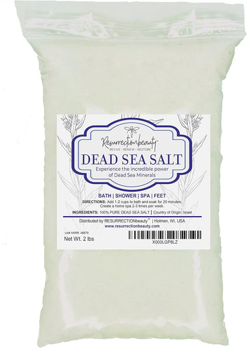 Resurrectionbeauty 100% Pure Dead Sea Salt, Bulk Bath Salts For Home Spa & Salt Scrub, Bath & Foot Soak, 2 Lb