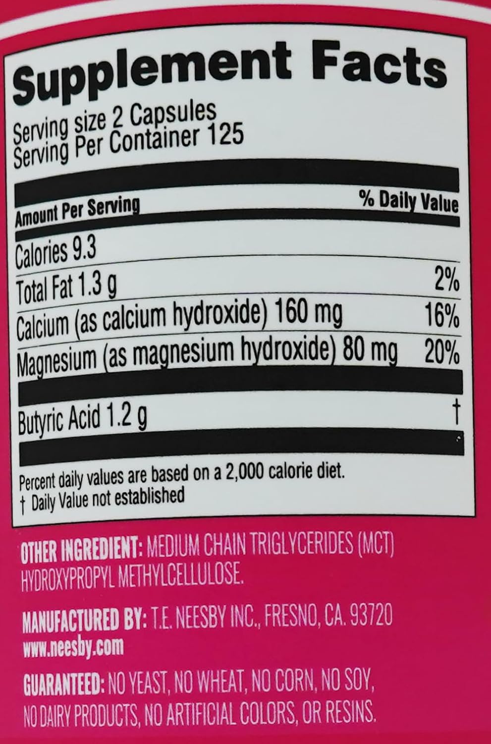Butyrex Calcium/Magnesium Butyrate Complex: 250 Capsules : Health & Household