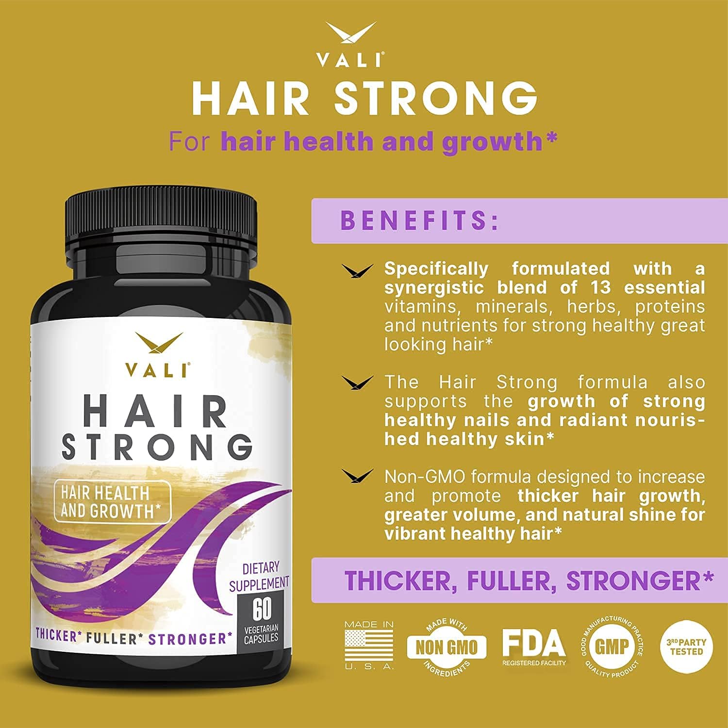 VALI Renew PMS Hair Strong Bundle - PMS Relief Supplement for Women’s Menstrual Cycle Vitamins & Herbal Support and Hair Health & Growth Vitamins for Healthier Hair Plus Skin and Nails : Health & Household