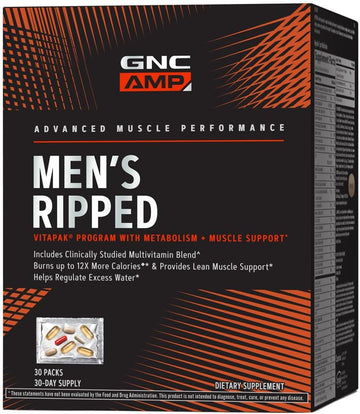 Gnc Amp Men'S Ripped Vitapak Program With Metabolism + Muscle Support - 30 Vitapaks (Packaging May Vary)