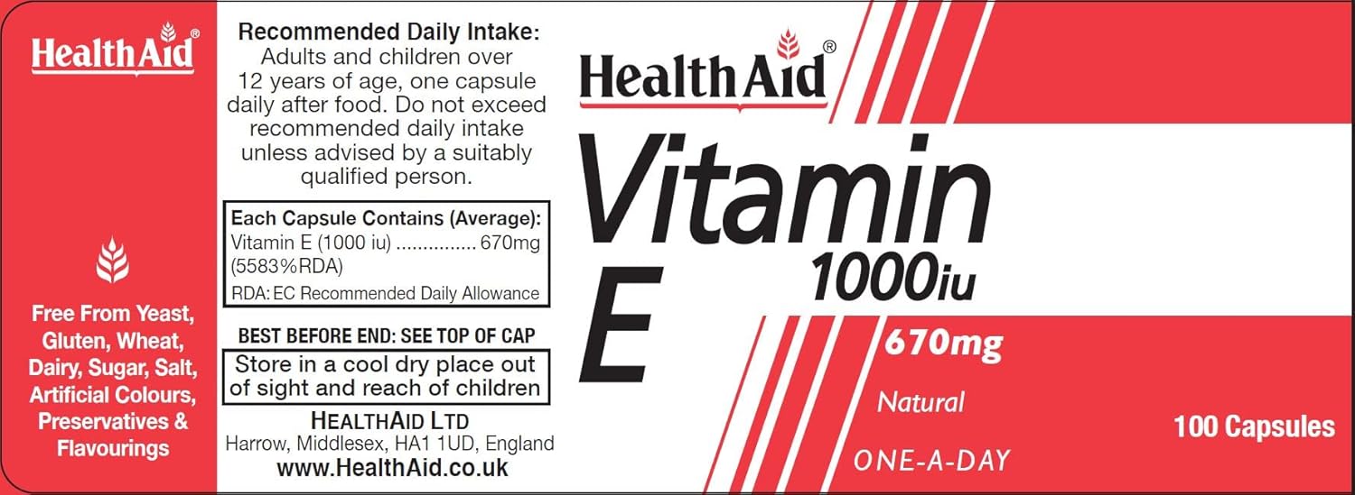 HealthAid Vitamin E 1000iu - 100 Capsules : Amazon.co.uk: Health & Personal Care