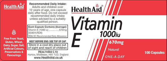 HealthAid Vitamin E 1000iu - 100 Capsules : Amazon.co.uk: Health & Personal Care