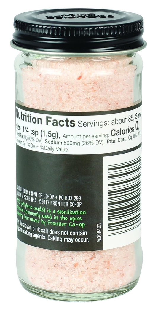 Frontier Co-Op Fine Ground Himalayan Pink Salt, 4.48 Ounce Bottle, Hand-Mined, Kosher, Non Irradiated, Non Eto