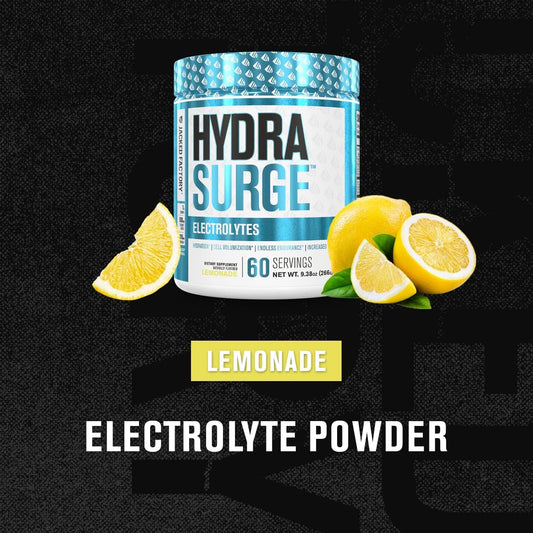 Jacked Factory Hydrasurge Electrolyte Powder - Hydration Supplement W/Key Minerals, Himalayan Sea Salt, Coconut Water - Keto Friendly, Naturally Sweetened - 60 Servings, Refreshing Lemonade