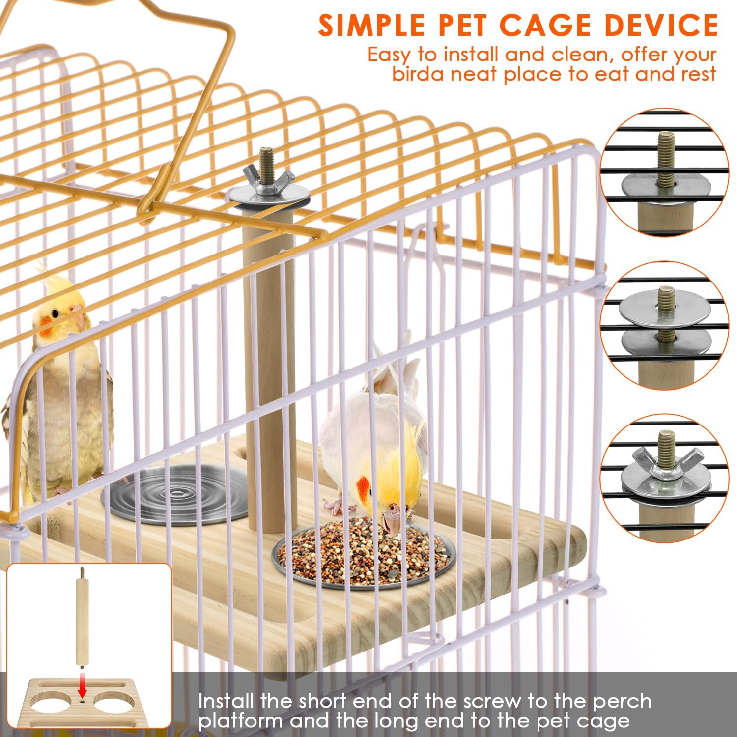 KATUMO Bird Perch, Parrot Platform Bird Wood Stand with Feeding Bowl Cups Bird Toys Parrot Cage Accessories for Parakeet Lovebird Cockatiel Conure Budgie Small Birds : Pet Supplies