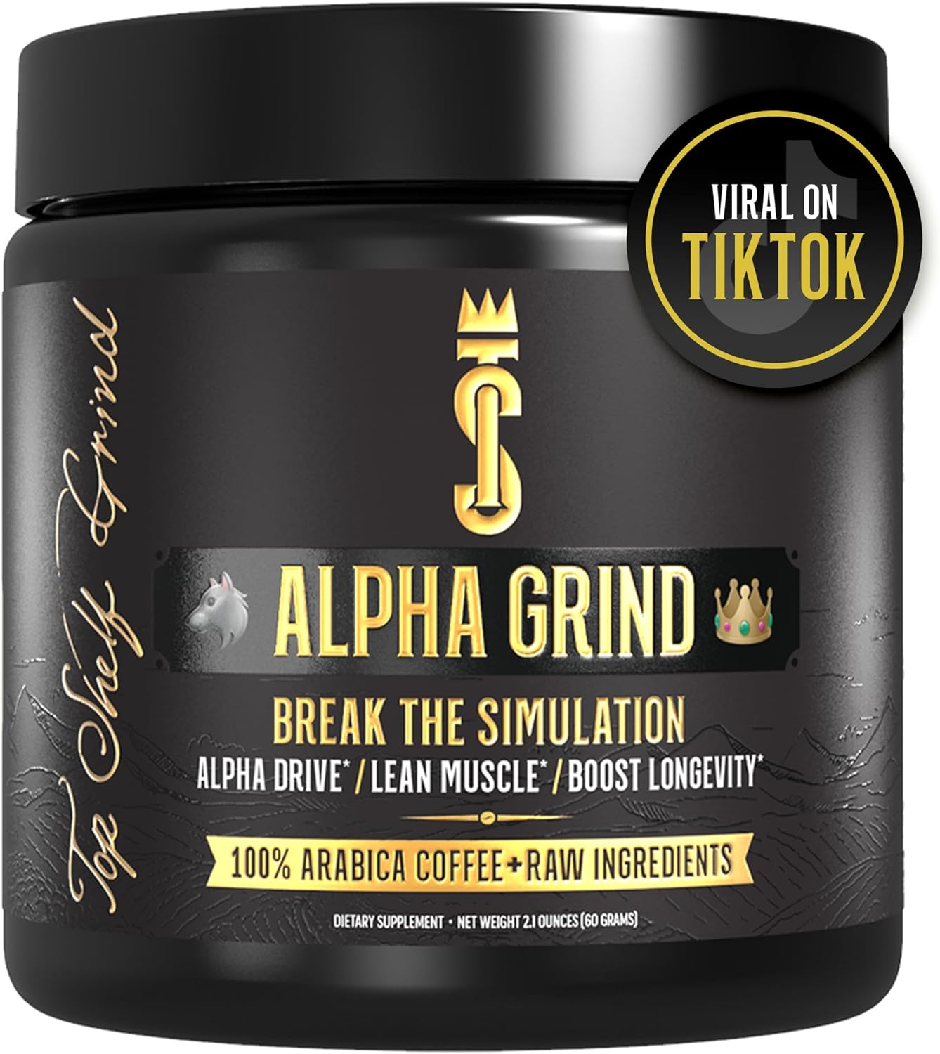 Alpha Grind – Instant Maca Coffee For Men + Natural Energy + Brain Nootropic For Ageless Clarity, Focus | Lean Muscle Building Growth & Size, 30Sv