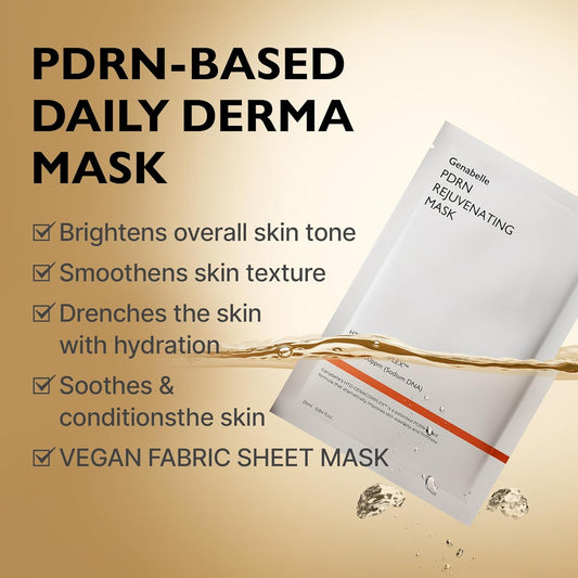 Pdrn Rejuvenating Mask Sheet - Lightweight Glass Skin & Toning Mask Sheet Wth Pdrn, Niacinamide, Hyaluronic Acid, To Deeply Hydrate, Cool, And Visibly Plump The Skin, 0.84 Fl Oz* 5Ea