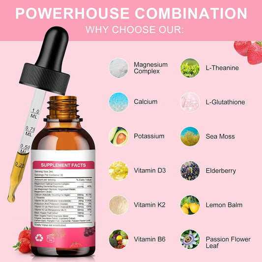 Magnesium Glycinate Liquid, High Potency Magnesium Glycinate, Citrate, Sugar Free Vegan Non-Gmo Complex Supplement Promotes Nerv,Relaxation,Muscle,Sleep Support