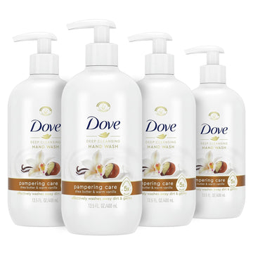 Dove Pampering Care Shea Butter And Warm Vanilla Hand Wash For Clean And Softer Hands Cleanser That Washes Away Dirt 13.5 Oz 4 Count