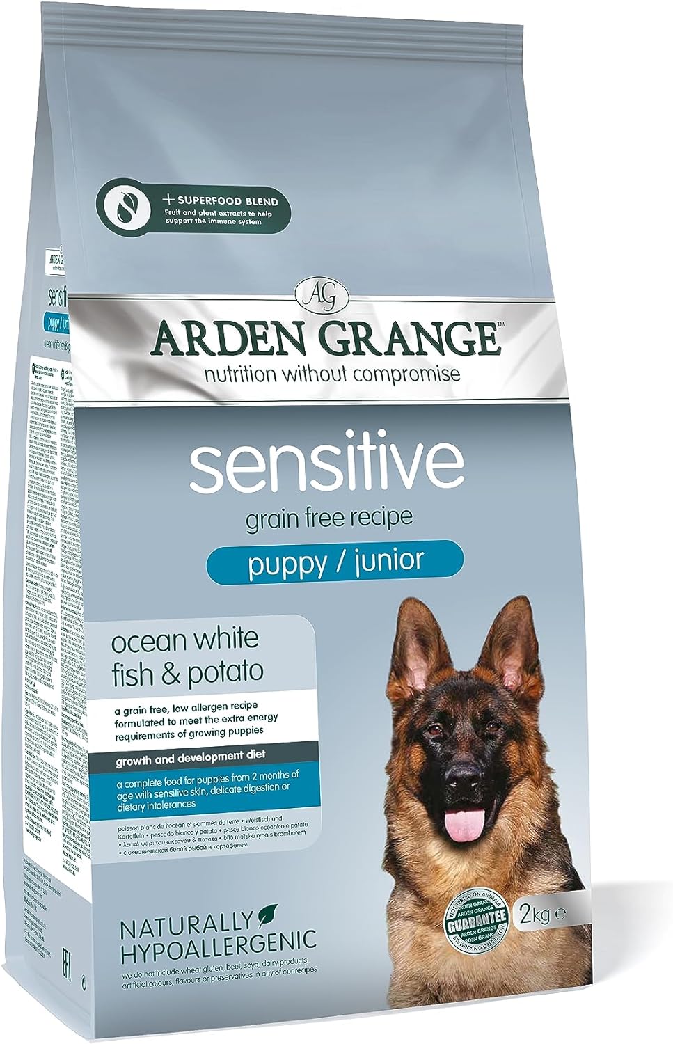 Arden Grange Sensitive Puppy/ Junior Dry Dog Food, Fish, 2 Kg :Pet Supplies