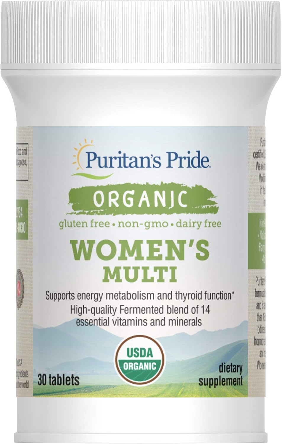 Puritan'S Pride Organic Women'S Multivitamins With Zinc, 30 Tablets