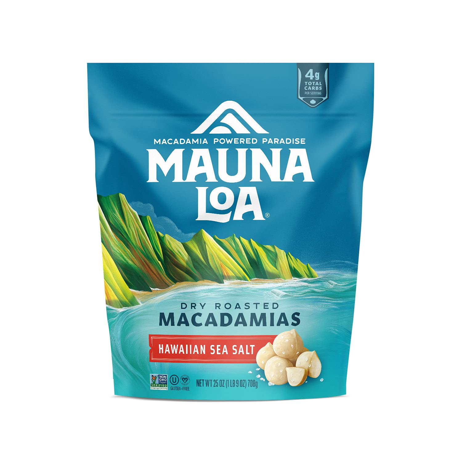 Mauna Loa Premium Hawaiian Roasted Macadamia Nuts, Hawaiian Sea Salt Flavor, 25 Oz Bag (Pack Of 1)