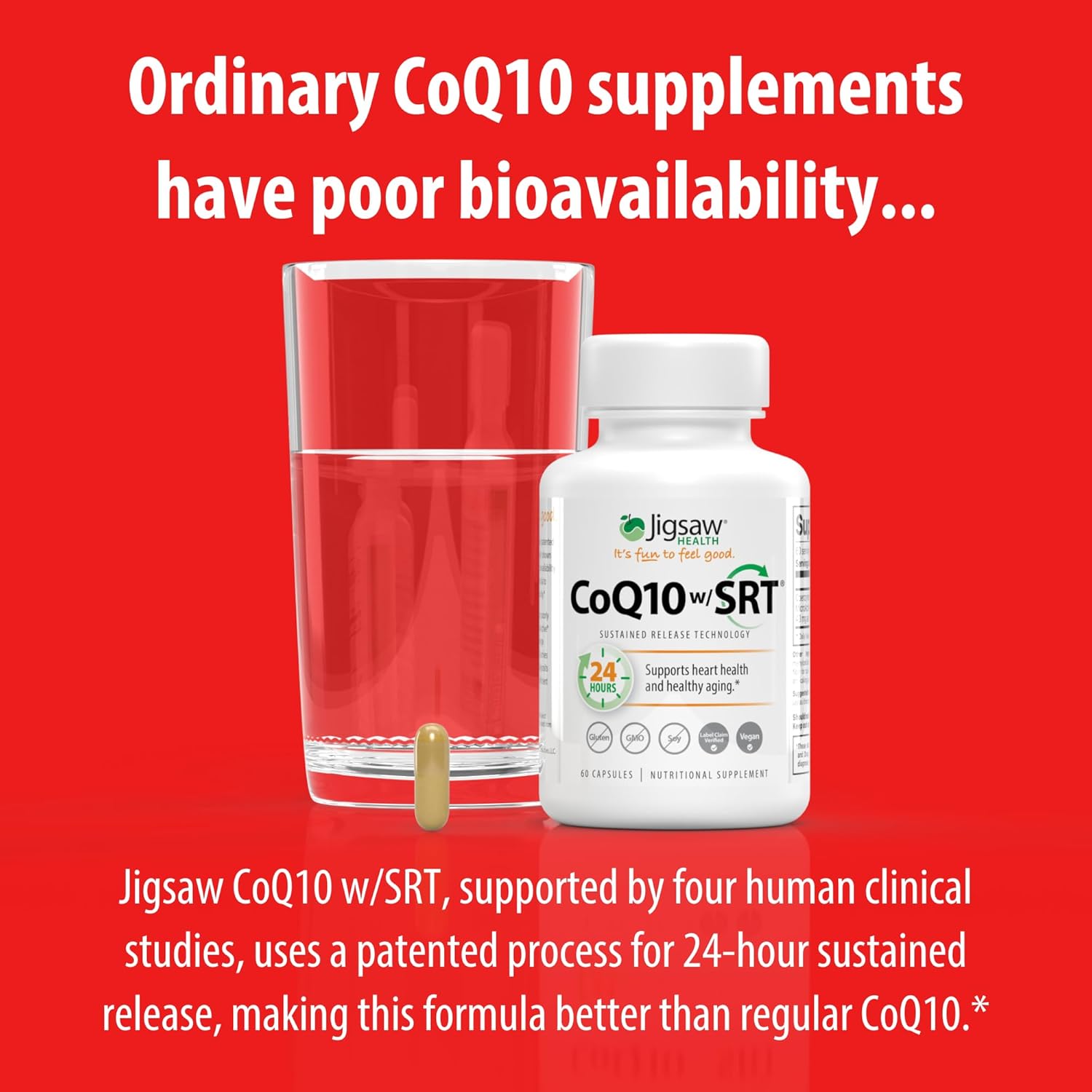 Jigsaw Health Coq10 W/Srt | Heart Health Support | With Sustained Release Technology | 60 Capsules : Health & Household