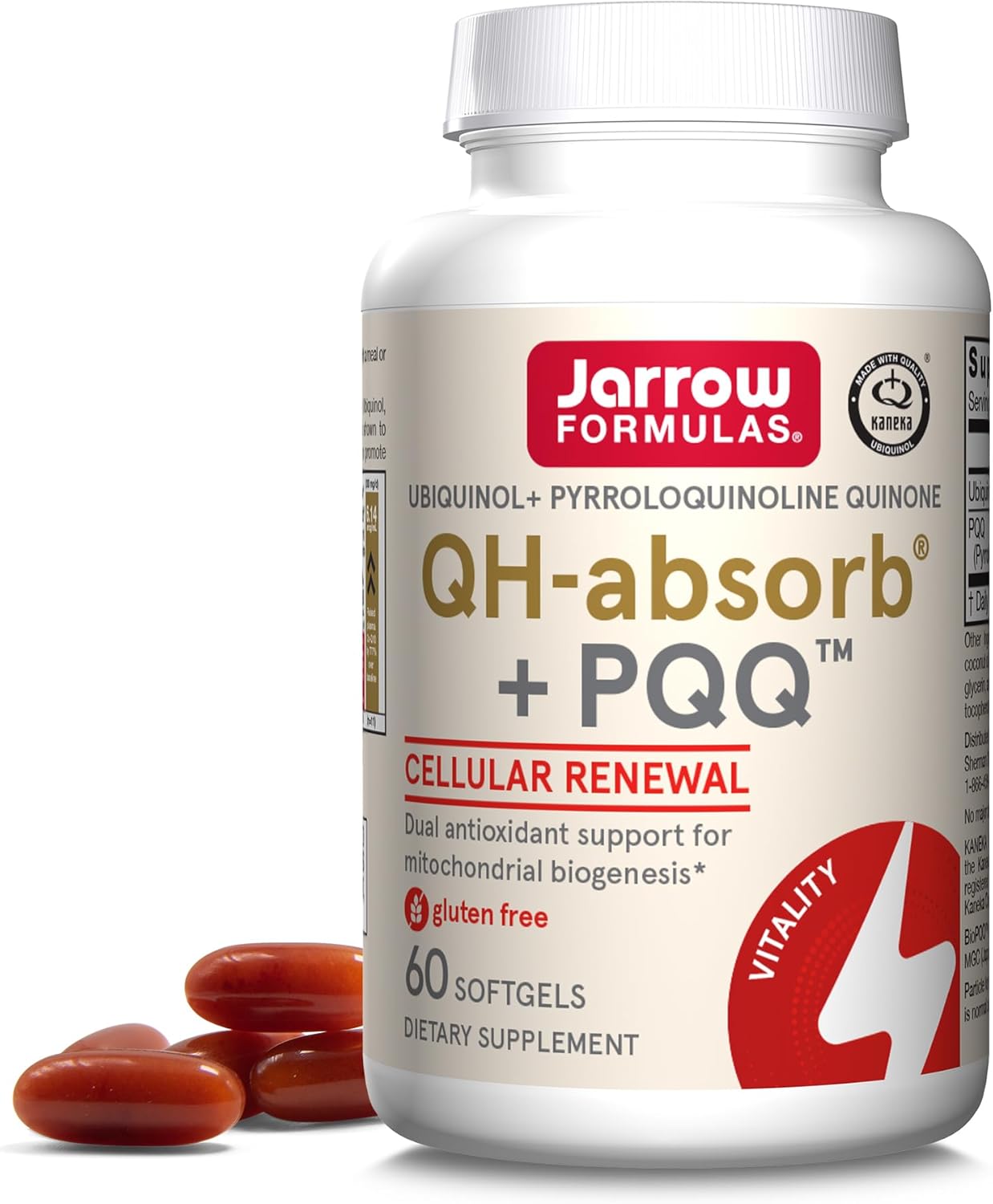 Jarrow Formulas® Qh-Absorb® + Pqq, Dietary Supplement, Antioxidant Support For Mitochondrial Biogenesis, Cellular Energy Production And Cardiovascular Health, 60 Softgels, 60 Day Supply