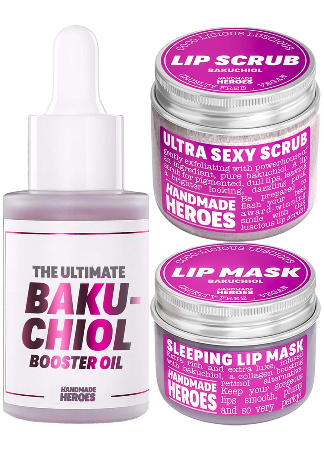 Save 15% Trio Bakuchiol Face Bundle - Bakuchiol Face Oil, Lip Scrub and Mask