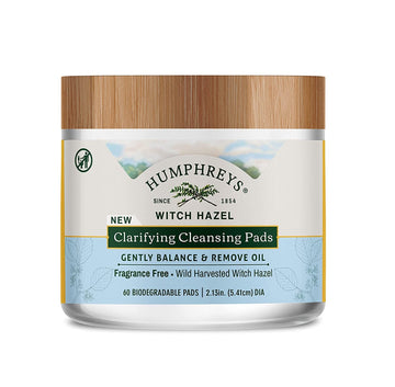 Humphreys Witch Hazel Nourishing Cleansing Pads | Wild Harvested Witch Hazel & Aloe | Hydrating, Natural Alcohol-Free Formula | 60 Rounds