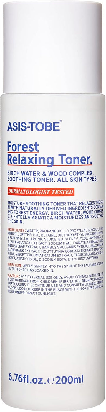 Asis-Tobe Alcohol-Free Oil-Free Moisturizer Forest Relaxing Facial Toner With Birch Sap And Centella Water For Sensitive Skin, Korean Skin Care, 6.76 Fl Oz