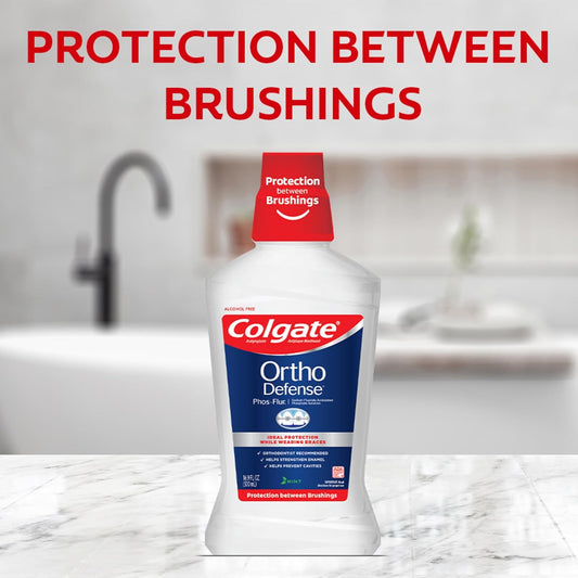 Colgate Ortho Defense Phos Flur Anti Cavity Fluoride Rinse, Mint, 16.9 Ounce