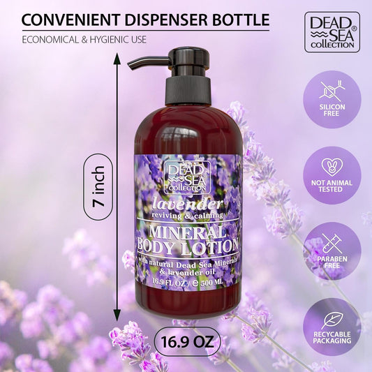 Dead Sea Collection Lavender Body Lotion - Nourishing Moisturizer For Women And Men - Rejuvenating Hand And Body Care For Dry Skin 16.9 Fl. Oz