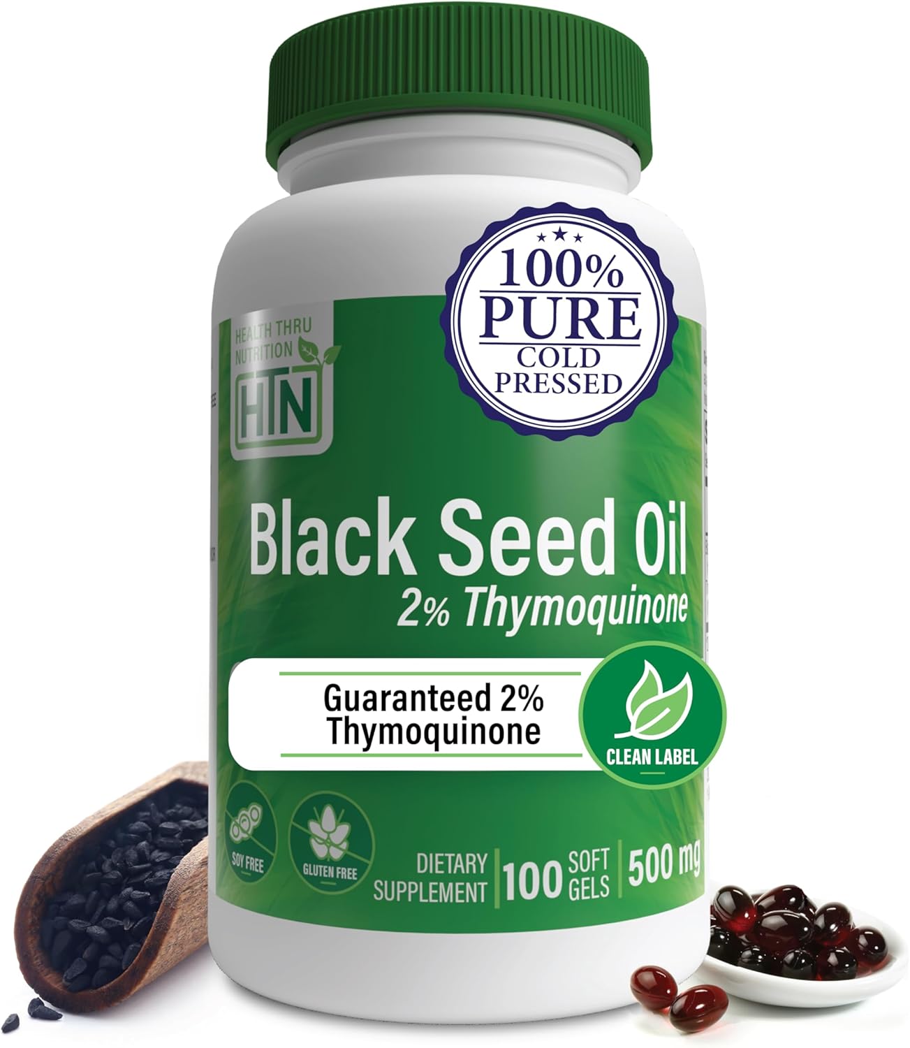 Health Thru Nutrition Black Seed Oil 500Mg 360 Softgels | High Potency 2% Thymoquinone | 3Rd Party Tested | Pure Cold Pressed | Organically Gown | Non-Gmo, Gluten Free, Soy Free
