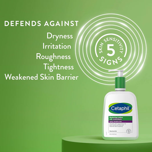 Cetaphil Restoring Body Lotion With Antioxidants For Aging Skin, Great For Neck And Chest Areas, Fragrance And Paraben Free, Suitable For Sensitive Skin 16 Oz. Bottle