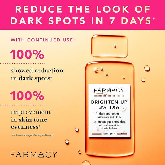 Farmacy 3% TXA Brightening Toner for Face - Powerful Dark Spot Corrector & Face Toner with Azelaic Acid & PHA, 120ml