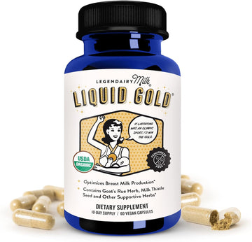 Legendairy Milk Liquid Gold Lactation Supplement, Organic Goat's Rue Lactation Support with Milk Thistle, Shatavari, Fennel, Alfalfa and Anise, Breastfeeding Supplements, 60 Vegan Capsules