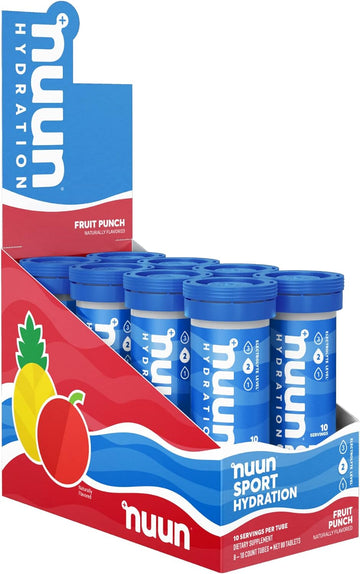 Nuun Sport Electrolyte Tablets for Proactive Hydration, Fruit Punch, 8