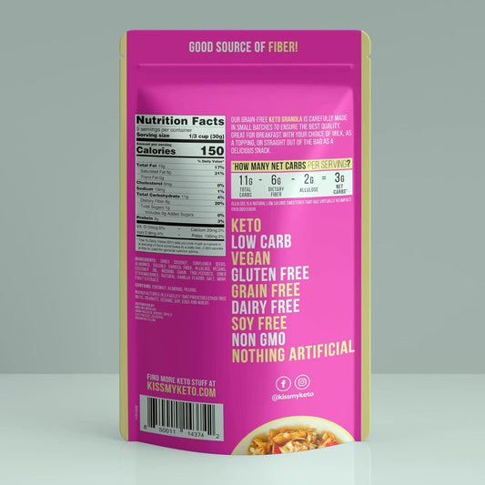 Kiss My Keto Granola Cereal – Salted Caramel Keto Granola Low Carb Cereal (2G-Net) Low Sugar Granola – Grain Free Granola Keto Cereal, Gluten Free Granola Protein Granola, Keto Nut Granola For Yogurt