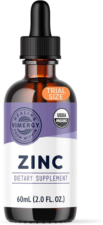 Vimergy Organic Liquid Zinc, Travel Size - 27 Servings – Alcohol Free Zinc Sulfate – Supports Immune Health & Metabolism – Antioxidant – Gluten-Free, Non-Gmo, Kosher, Vegan & Paleo Friendly (55 Ml)