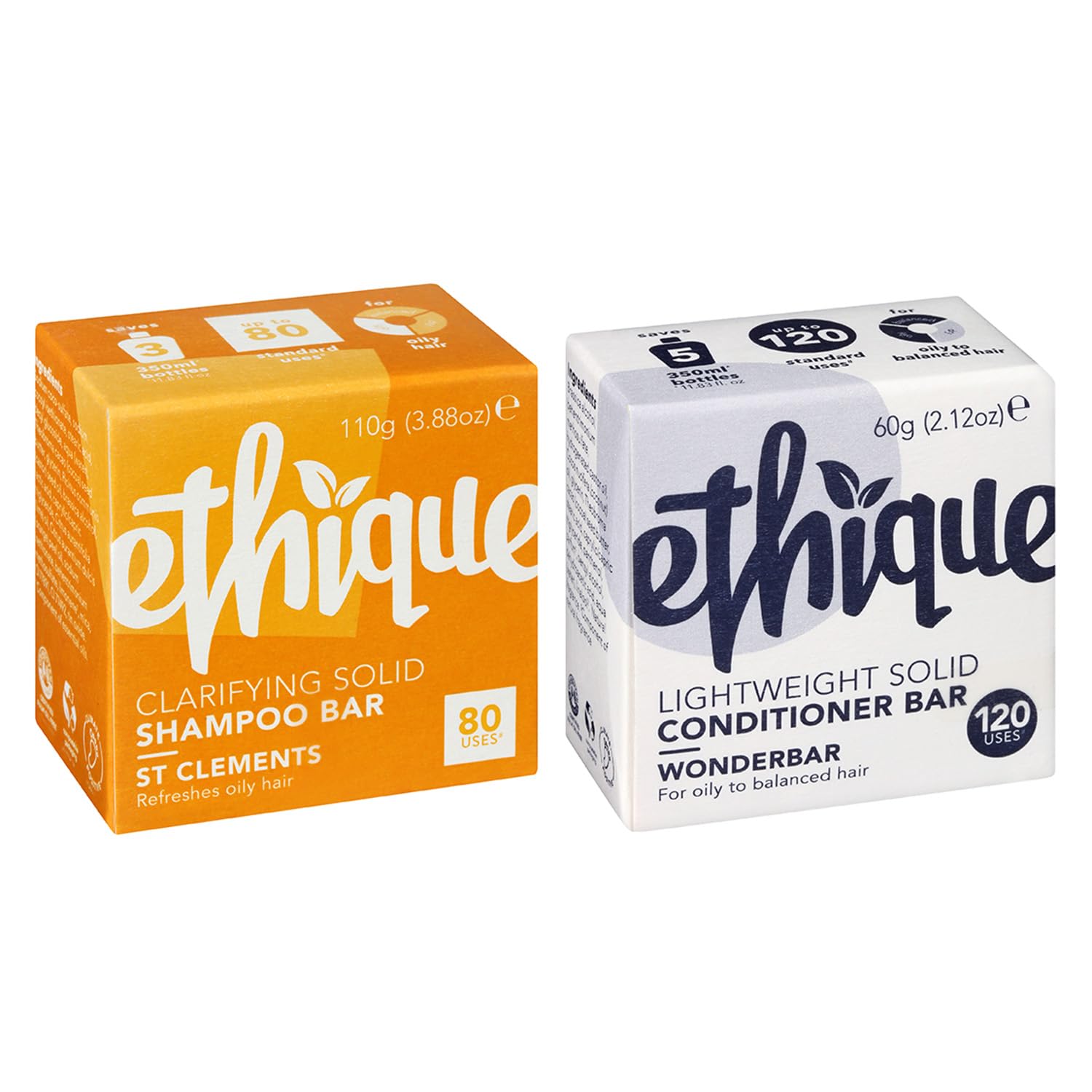 Ethique Goodbye Grease Shampoo & Conditioner Bar Giftpack- Clarifying Shampoo For Oily Hair & Build-Up -Vegan, Eco-Friendly, Plastic-Free, Cruelty-Free, 6 Oz (Set Of 2)