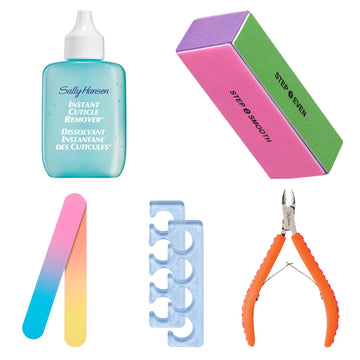 Sally Hansen Instant Cuticle Remover™ + Tools Bundle, Includes Salon Effects® Pro Nail Files, Salon Effects® Pro Nail Buffer, Salon Effects® Pro Jelly Toe-Spacer, Nip 'Em Neat