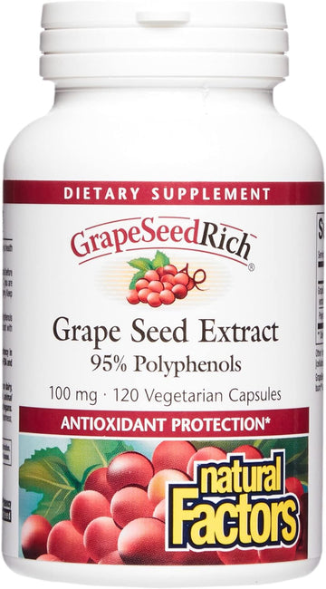 Natural Factors, Grapeseedrich Grape Seed Extract, Antioxidant Support For Healthy Inflammatory Response, 120 Capsules